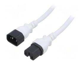 SN28-3/14/5.0WH Kabel: 3x14AWG, IEC C14 męski,IEC C15 żeński, 5m, 15A
