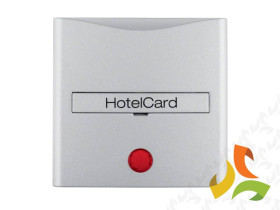 B.Kwadrat/B.7 Nasadka z nadrukiem i czerwoną soczewką do wyłącznika hotelowego na kartę aluminium mat lakierowany 16401404 HAGER