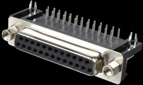 D-SUB socket, 25-pin, angled, RM 9.4