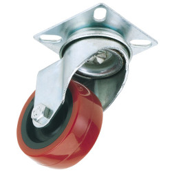 Draper 65518 100mm Dia. Swivel Plate Fixing Polyurethane Wheel - S.w.l. 125kg