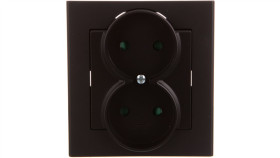 Sonata Gniazdo Podwójne B/U Z Przesłonami Czarny Metalik Gp-2Rp/33