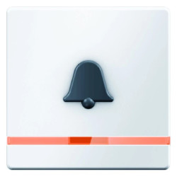 Klawisz z pomarańczową soczewką i wyczuwalnym symbolem dzwonek śnieżnobiały aksamit Q.1 16516059