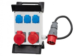 Rozdzielnica R-240 - gniazda 2x32A 5p, 3x230V, przewód OPD 5x4mm2-1,5m z wtyczką 32A 5p na stelażu plastikowym