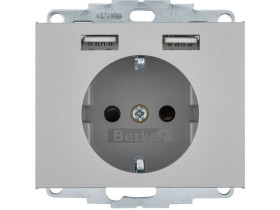 K.5 Gniazdo schuko z gniazdem ładowania USB 2,4 A samozaciski stal szlachetna 48037004 HAGER
