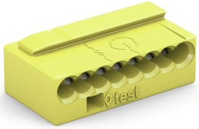 Micro junction box terminal, 8 pole, 0.6-0.8 mm², clamping points: 4, yellow, clamp connection, 6 A, 243-508