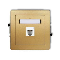 DECO Gniazdo telefoniczne pojedyncze 1xRJ11, 4-stykowy, beznarzędziowe złoty 29DGT-1