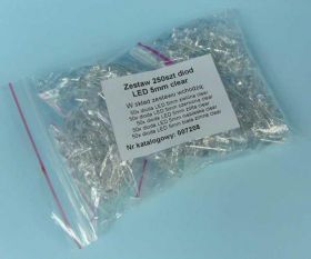 ZESTAW DIÓD LED 5mm CLEAR 250szt 5-KOL.