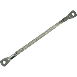 Grounding strap, copper, tin-plated, 2.5 mm², (L x W) 150 x 6 mm, hole Ø M4, TBL-2.5-150-M4