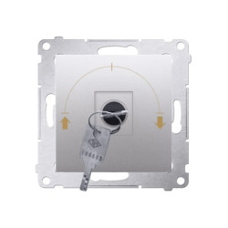 Simon 54 Łącznik żaluzjowy na kluczyk 1-bieg. 3 pozycyjny I-0-II 2 styki N/O 5A srebrny mat DWZK.01/43