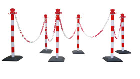 Słupek znacznikowy długość taśmy 10m Bariera łańcuchowa Ø 50mm Red, White