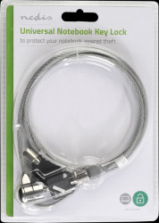 NBLKK1002ME Notebook Lock, Key, 1.8 m, Silver