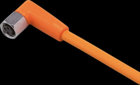 Sensor actuator cable, M8 cable socket, angled, A to open end, 3 pole, 10 m, PVC, orange, 3 A, EVT128
