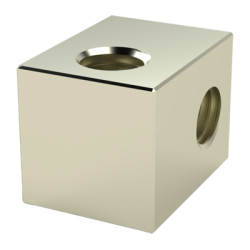 Mounting block, brass, nickel-plated, (L x W x H) 12 x 6 x 7 mm, 05.60.133