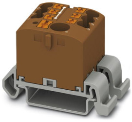 Distribution block, push-in connection, 0.14-4.0 mm², 7 pole, 24 A, 8 kV, brown, 3273208