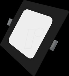 LX300154 LED recessed downlight, square, black, 6W, IP44, 600lm, CCT