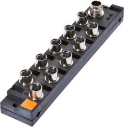 Rozdzielacz, 29x159x30mm, 10-30V DC, 10x M8 3pin, M12 12pin, IP67, PBT, z wyświetlaczem LED, 1,5A, VK001024