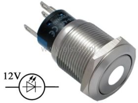 Przycisk chwilowy 19mm LED punkt biały 12V