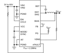 36V, 6A, functional safety compliant, stackable step-down power converter in a small eQFN package