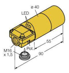 Turck Czujnik indukcyjny podtynkowy PNP, Zamykający DBI15U-K40SR-AP4X2