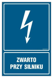 ZNAK - HG047 Zwarto przy silniku 7,5 x 10 cm FN - Folia samoprzylepna