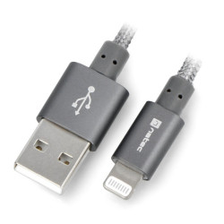 Przewód Natec USB A - Lightning do iPhone/iPad/iPod (MFI) - szary, oplot tekstylny - 1,5m