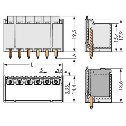 WAGO 2092-1406/200-000 picoMAX® 5.0 Male 6P THR Tape Straight