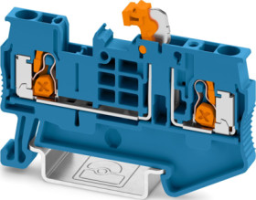 Knife disconnect terminal, push-X connection, 0.5-4.0 mm², 2 pole, 20 A, 6 kV, blue, 1462717