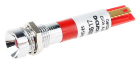 Lampka kontrolna do montażu panelowego 24V ac, czerwona 8mm LED Chrom Końcówka lutownicza RS PRO