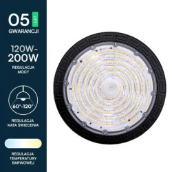 Oprawa Przemysłowa LED HighBay 120W/160W/200W 3000k/4000k/6000k 160lm/w Kąt: 60/90/120 IP65 Czarna 5 Lat Gwarancji 20331