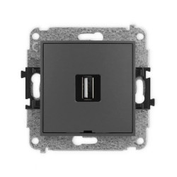 ICON Mechanizm gniazda pojedynczego USB A-A 2.0, bez pola opisowego grafitowy mat 28IGUSBBO-1