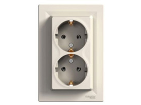 ASFORA Gniazdo podwójne z uziemieniem schuko krem EPH9901123 SCHNEIDER ELECTRIC