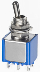 Przełącznik (Wł.)-wył.-(wł.) średnica wycięcia 6.5mm DPDT APEM Montaż panelowy długość przełącznika 7mm