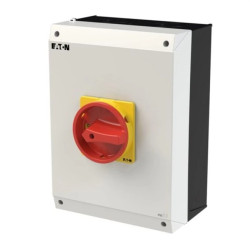 Rozłącznik ZAŁ-WYŁ, 3 bieg.+N, 80A, w obudowie IP65, pokrętło czerwono-żółte z blokadą na kłódkę P3-80/I5/SVB/N EP-400985