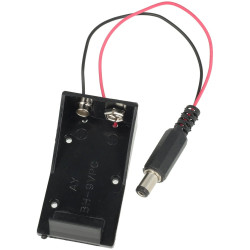 Koszyk na baterie 9V płaski z wtykiem 5,5 x 2,1mm