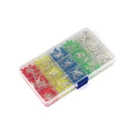 Zestaw diod LED 3mm 1000sztuk czerwona żółta niebieska zielona biała