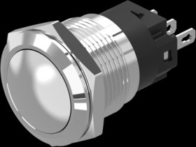 Vandal-proof pushbutton, silver, unlit , mounting Ø 19 mm, IP65/IP67, 82-5571.1000