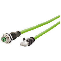 Metz Connect 142M2X25010 M12 Network cable CAT 6A Green PUR 1m drag chain safe