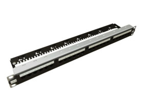 Patch panel UTP kat.6, 24 porty LSA z półką 1U Zwiększony zapas transmisyjny PK043