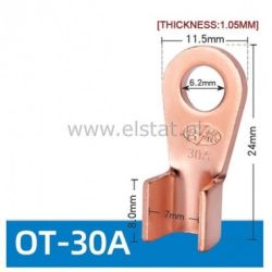 Konektor oczko 6mm; miedź; kabel do 16mm2; 30A; 2x