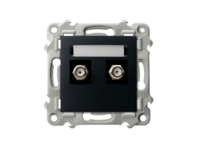 SZAFIR Gniazdo antenowe typu F podwójne czarny metalik GPA-2ZF/m/33 OSPEL