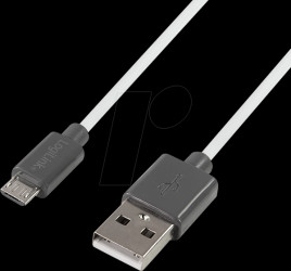 CU0063 USB 2.0 cable, USB-A/M to Micro-USB/M, white/black, 1.8 m