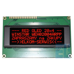 WYŚWIETLACZ OLED 4x20 WEH2004 ARPP5N NEGATYW CZERWONY RED 20x4 + SPI