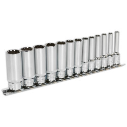 Sealey AK69813D Spline Socket Set 13pc Deep 1/4&quot;sq Drive Total Drive