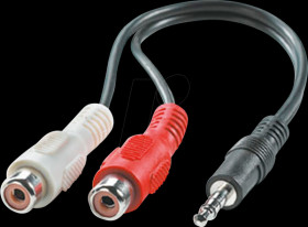 11094340 Audio Kabel, 3,5 mm Klinkenstecker auf 2x Cinch Buchse, 0,2 m