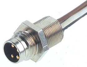 ELST 4408RVFM805, wtyk 4 stykowy, M8x1 metalowy, do obudowy z wypr. żyłami 4x0,25mm2, L=0,5m, Hirschmann, 933147001, ELST4408RVF