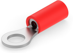 Insulated ring cable lug, 0.3-1.42 mm², AWG 22, 4.34 mm, M4, red, 34145