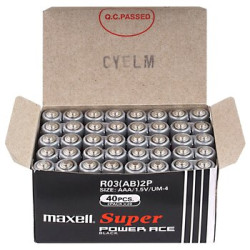 40 x bateria cynkowo-węglowa Maxell R03 / AAA (taca)