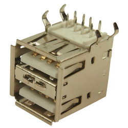 Cliff FCK002A USB 2.0 Type A Female Dual Stacked 90 Deg PCB Mount