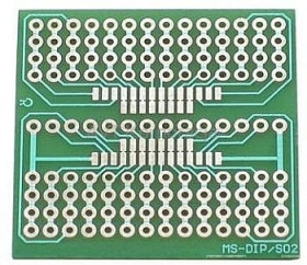 MS-DIP/S02 obwód drukowany, przejściówka SO8-SO28 na DIP8-DIPO28