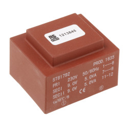 Transformator do druku 2 x 9V ac 230V ac 2 wyjścia Do montażu na płytce drukowanej 10VA